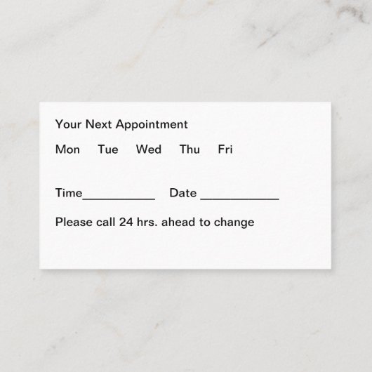 ナース医師医務局アポイントメントカード 予約カード (裏面)