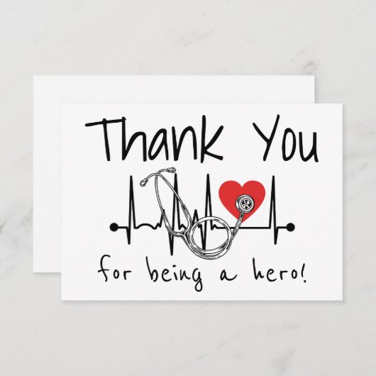 ナース医師聴診器看護医療 サンキューカード (正面/裏面)