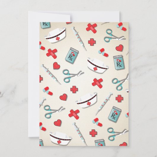 ナース医用ハート聴診器招待状 招待状 (裏面)