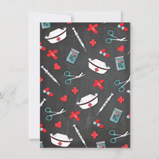 ナース医用ハート聴診器招待状 招待状 (裏面)