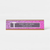 ナース医療ピンクパープルグリッター局 デスクネームプレート (正面)