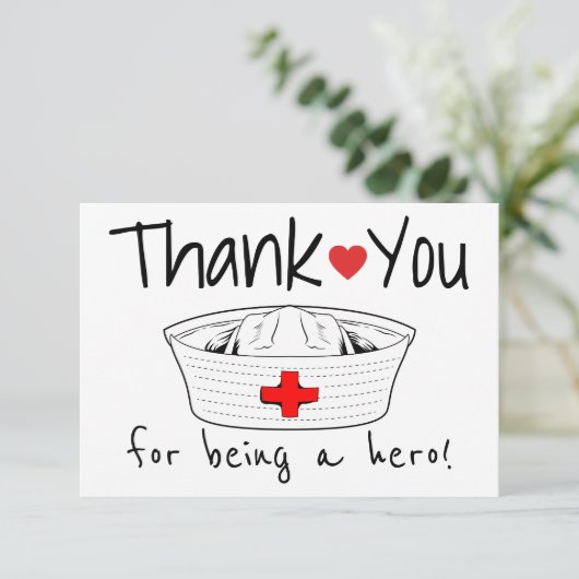 ナース医療介護帽健康気にプロフェッショナル サンキューカード (スタンド正面)