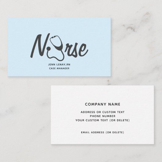 ナース医療用聴診器ティール（緑がかった色）グレイプロフェッショナル 名刺 (正面/裏面)