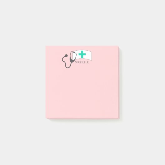 ナース医療用聴診器ナースハットピンクオフィス ポストイット (正面)