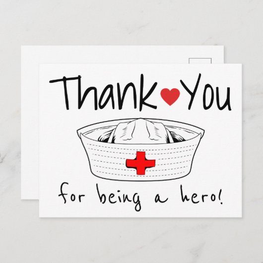 ナース医療看護ハット健康気にありがとう ポストカード (正面/裏面)