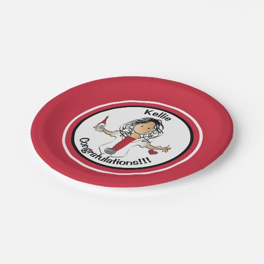 ナース医科卒業パーティおもしろいレッドブラック ペーパープレート (アングル)