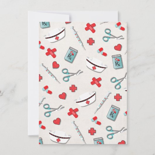 ナース医科卒業招待状とアイコン 招待状 (裏面)