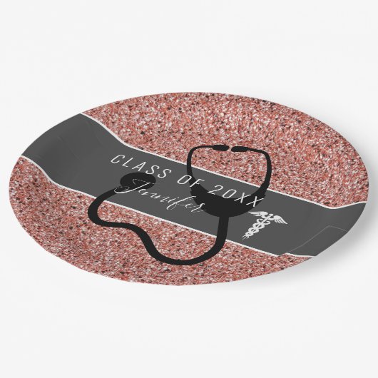 ナース医科聴診器パーティーグリッター ペーパープレート (アングル)