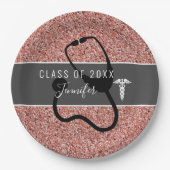 ナース医科聴診器パーティーグリッター ペーパープレート (正面)