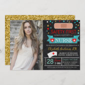 ナース卒業お祝い招待状 招待状 (正面/裏面)