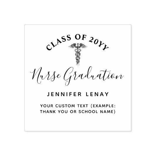 ナース卒業サンキューメディカルカドゥセウス名 ラバースタンプ (インプリント)