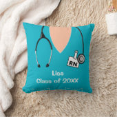 ナース卒業スクラブトップ枕ブルー クッション (ブランケット)