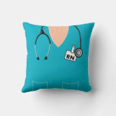 ナース卒業スクラブトップ枕ブルー クッション (裏面)