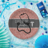 ナース卒業パーティカドゥセウスバラ金ゴールドグリッター ペーパープレート (パーティー)