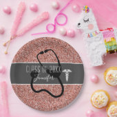 ナース卒業パーティカドゥセウスバラ金ゴールドグリッター ペーパープレート (パーティー)