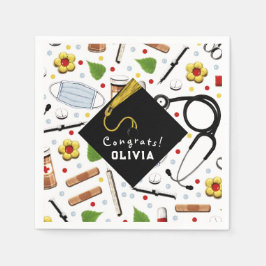 ナース卒業パーティクラシックーの丸シール スタンダードカクテルナプキン