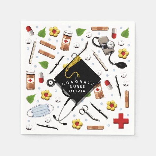 ナース卒業パーティナプキン スタンダードカクテルナプキン (正面)