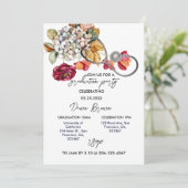 ナース卒業パーティヴィンテージフローラマゼンタ 招待状 (スタンド正面)
