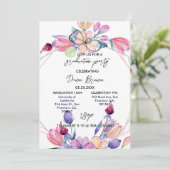 ナース卒業パーティーウォーターカラーフローラコテージ 招待状 (スタンド正面)