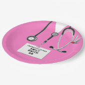 ナース卒業パーティーピンク ペーパープレート (アングル)