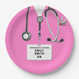 ナース卒業パーティーピンク ペーパープレート