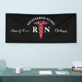 ナース卒業パーティーブラックピンクパーソナライズされた 横断幕 (トレードショー)