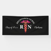 ナース卒業パーティーブラックピンクパーソナライズされた 横断幕 (横)
