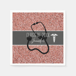 ナース卒業パーティー医療バラ金ゴールドグリッター スタンダードカクテルナプキン