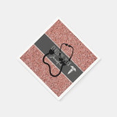 ナース卒業パーティー医療バラ金ゴールドグリッター スタンダードカクテルナプキン (角)