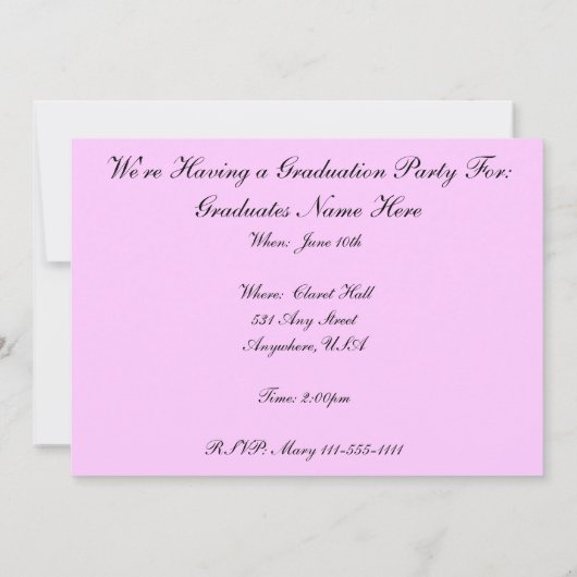 ナース卒業パーティー招待状2012 招待状 (裏面)