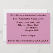 ナース卒業パーティー招待状2012 招待状 (裏面)