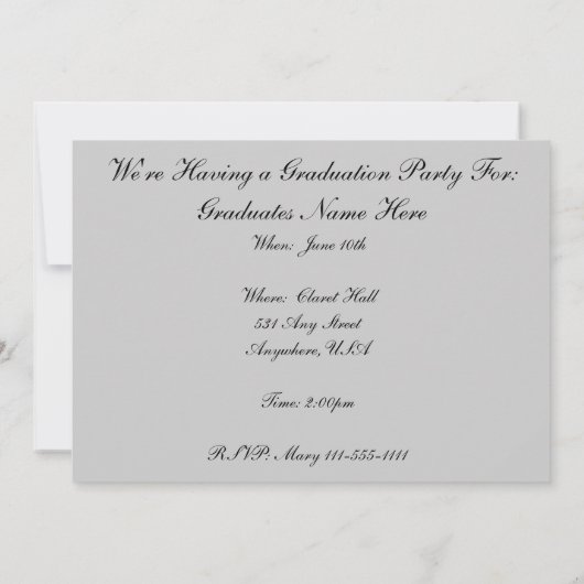 ナース卒業パーティー招待状2012 招待状 (裏面)