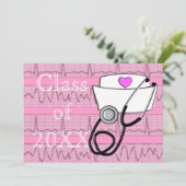 ナース卒業パーティー招待状EKGストリップ 招待状 (スタンド正面)