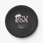 ナース卒業パーティー、BSN黒板レッド ペーパープレート (正面)