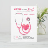 ナース卒業ピンク招待状 招待状 (スタンド正面)