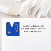 ナース卒業ブルー差出人住所ラベル ラベル (インサイチュ)