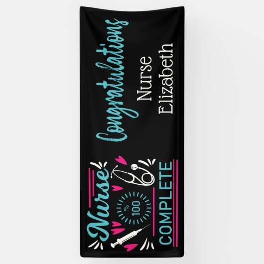 ナース卒業モダンおもしろい 横断幕 (縦)