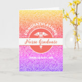 ナース卒業レインボーグリッターカーパーソナライズされたド カード (黄色い花)
