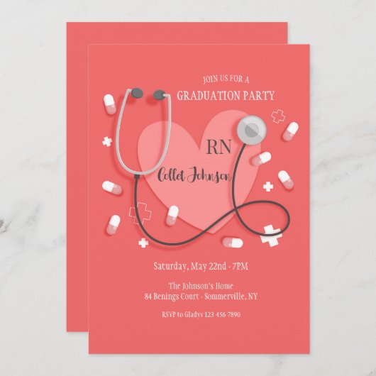 ナース卒業党 招待状 (正面/裏面)