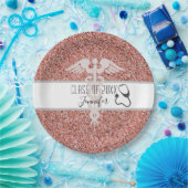 ナース卒業医療カドゥセスピンクグリッター ペーパープレート (パーティー)