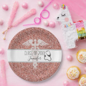 ナース卒業医療カドゥセスピンクグリッター ペーパープレート (パーティー)