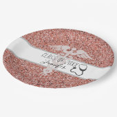 ナース卒業医療カドゥセスピンクグリッター ペーパープレート (アングル)