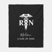 ナース卒業医療白黒 パーソナライズされた フリースブランケット (正面)