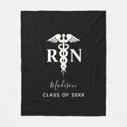 ナース卒業医療白黒 パーソナライズされた フリースブランケット (正面)
