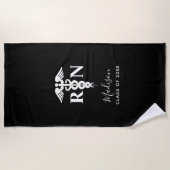 ナース卒業医療白黒 ビーチタオル (正面)