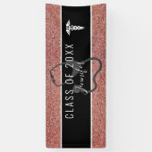 ナース卒業型バラ金ゴールドグリッター 横断幕 (縦)