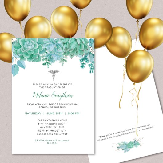 ナース卒業式またはRNピン留め式 招待状