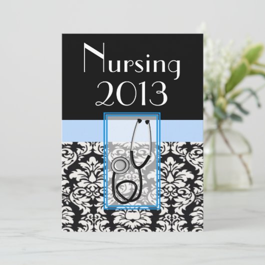 ナース卒業式招待状ダマスク2 招待状 (スタンド正面)