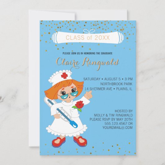 ナース卒業式看護スクール 招待状 (正面)