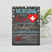 ナース卒業招待状ハート 招待状 (スタンド正面)